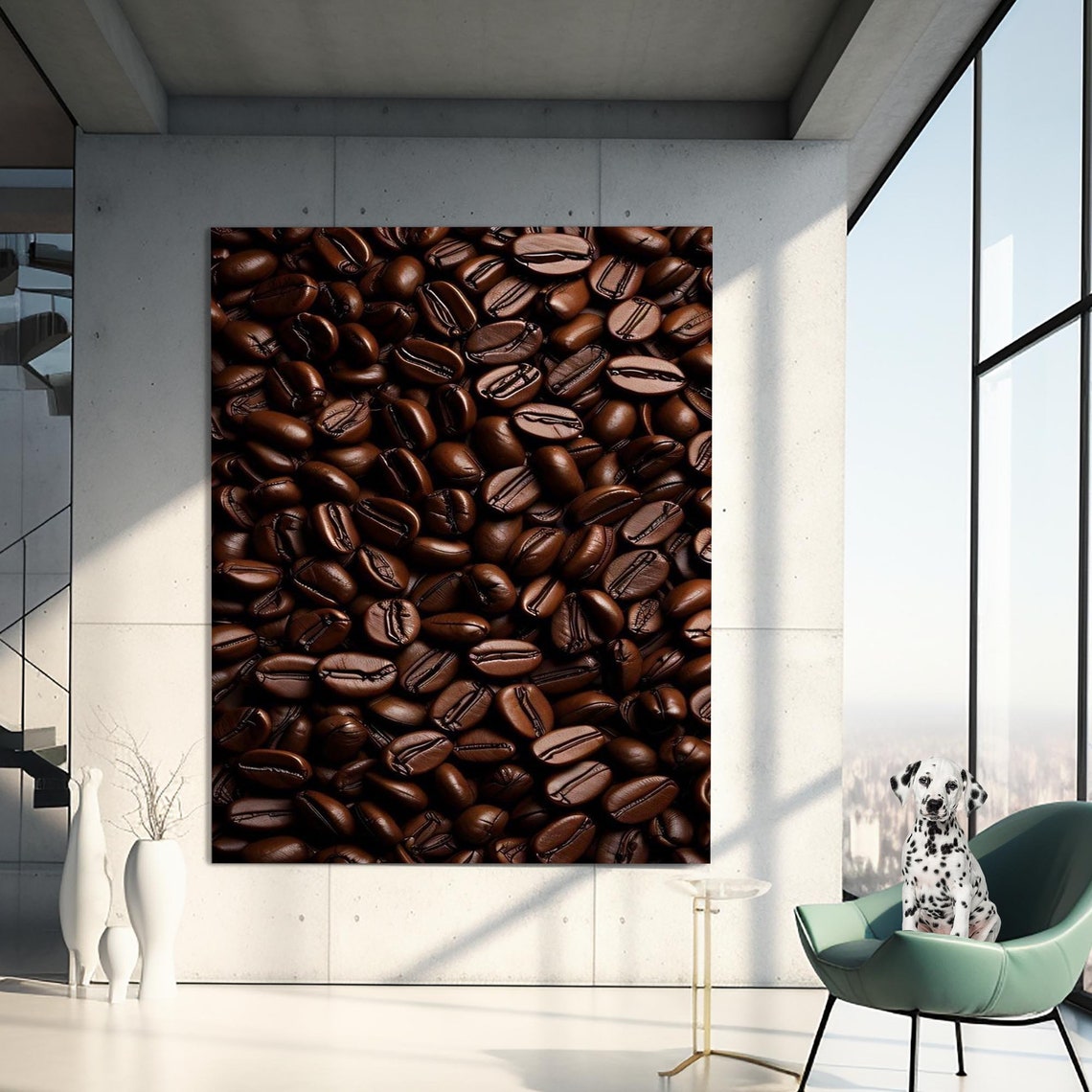 Roasted Coffee Beans Close Up Macro Kitchen Cafe Wall Poster - Image 2