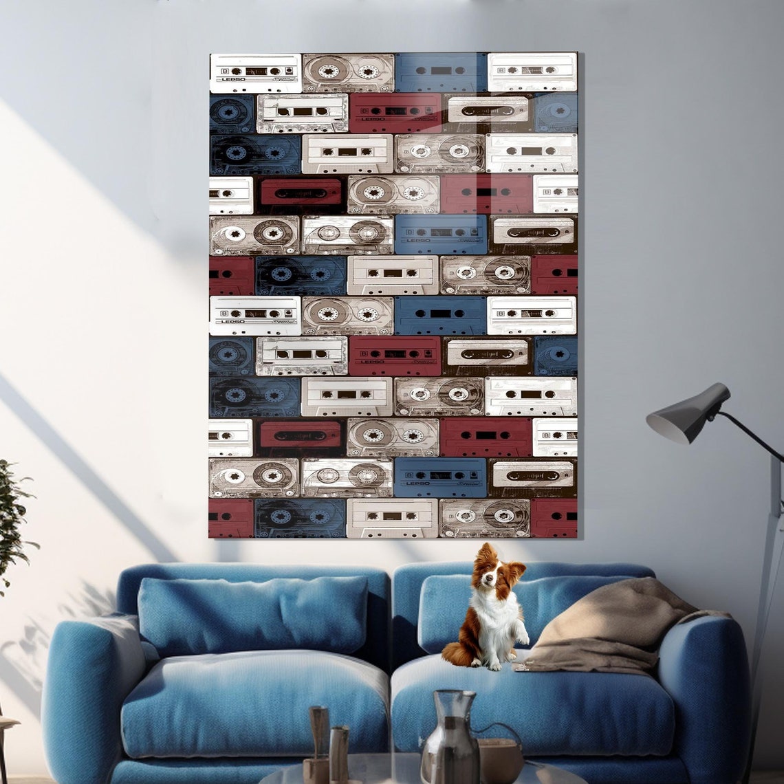Retro Cassette Tape Pattern Music Room Nostalgic Wall Art Print - Image 3
