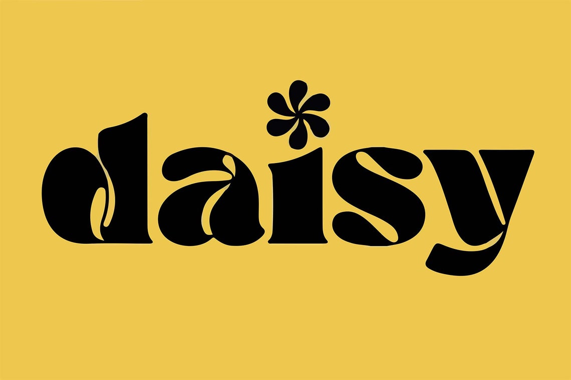 Daisy Retro Bold Typography Yellow Flower Minimalist Name Wall Art - Image 3