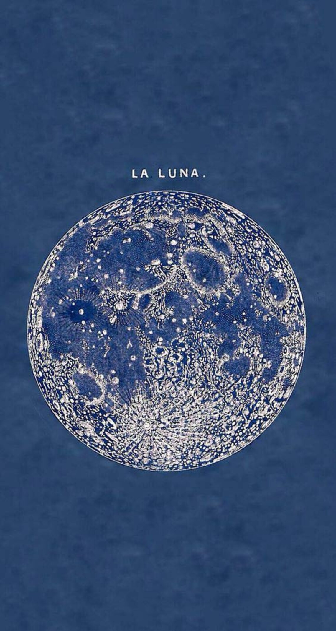 Navy La Luna Vintage Full Moon Astronomy Engraving Tapestry Wall Art - Image 3