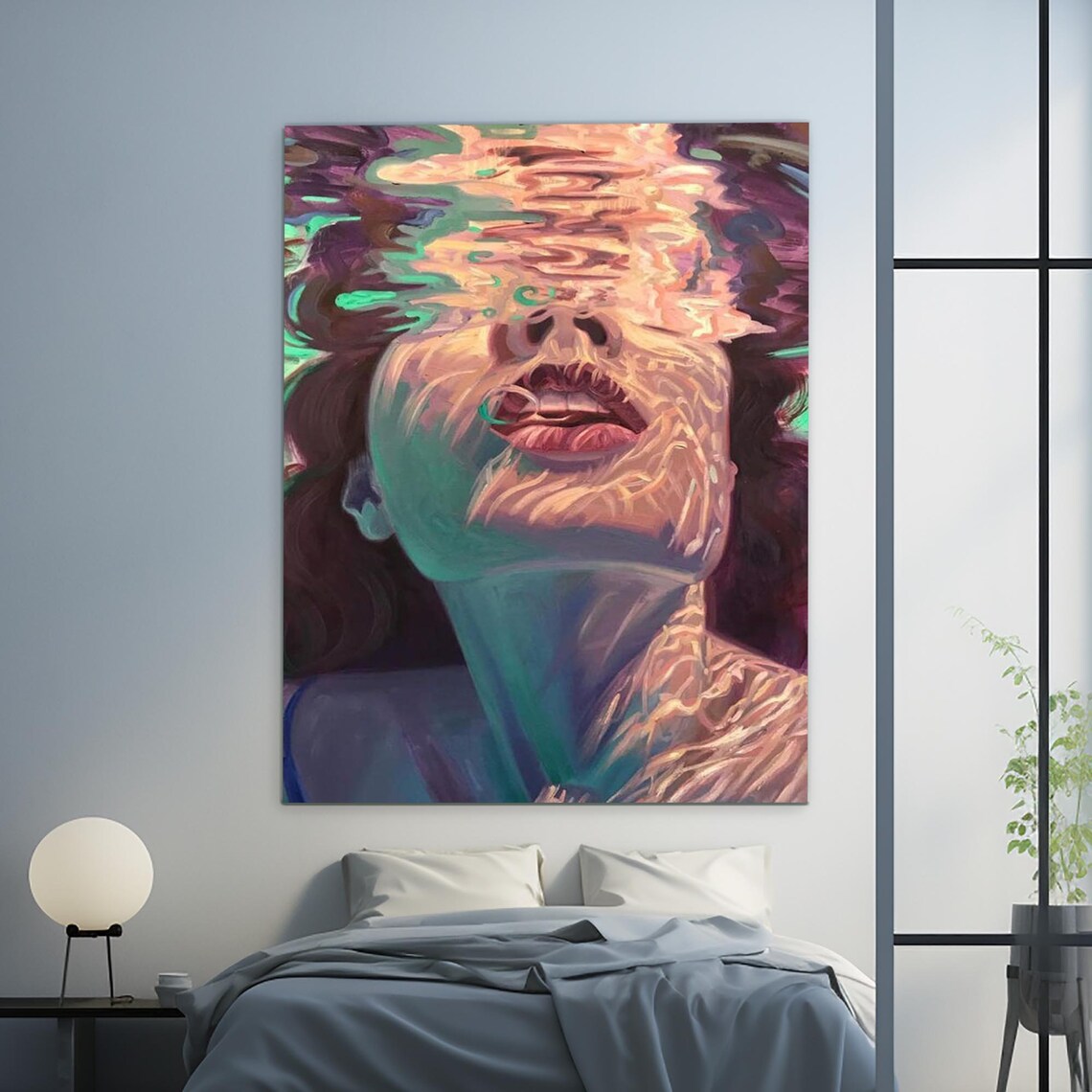 Woman Face Under Rippling Water Colorful Dreamy Painting Gallery Poster