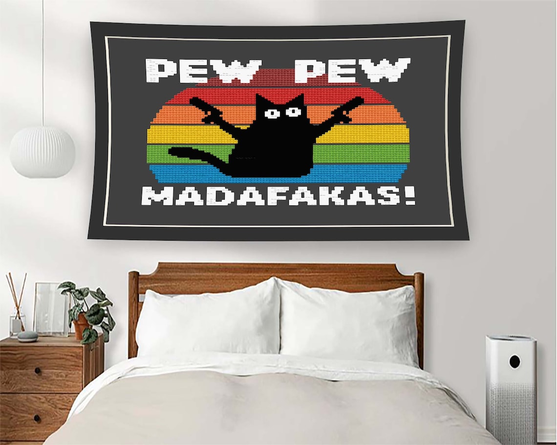 Cat Memes Tapestry For Salon, Funny Wall Art Print - Image 2