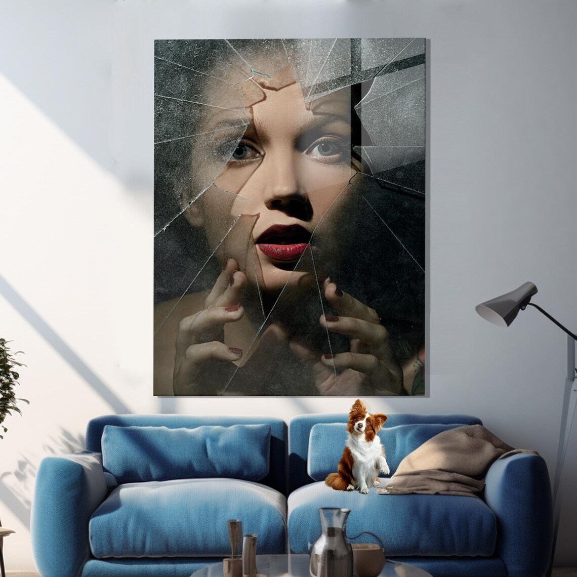 Woman Behind Broken Glass Dramatic Portrait Mystery Art Poster - Image 3