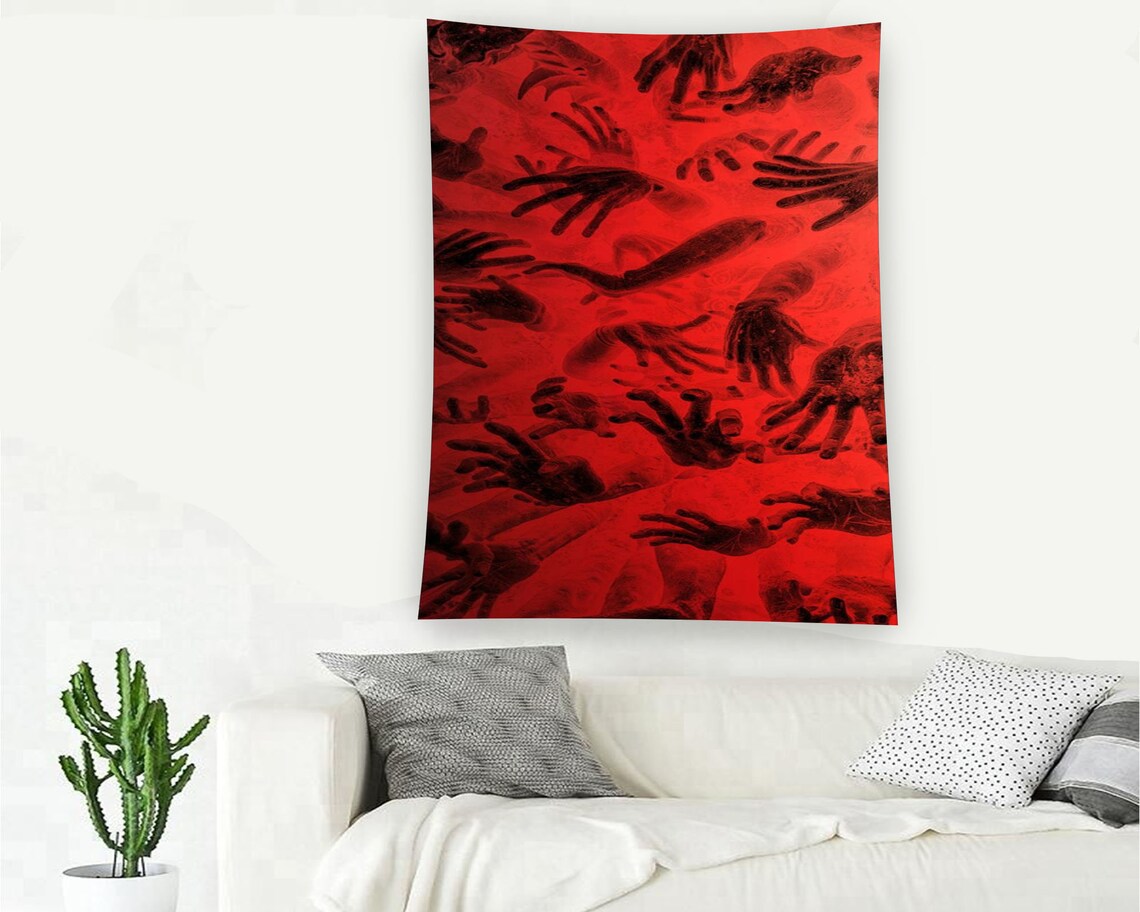 Red Black Horror Hands Reaching Gothic Dark Creepy Spooky Art Poster - Image 3