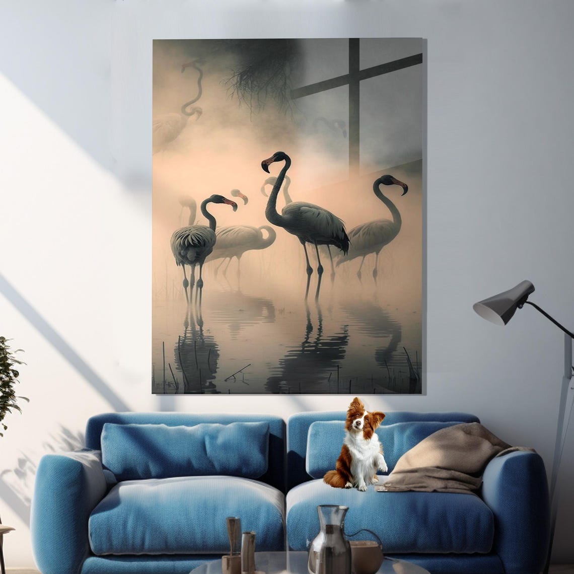 Flamingos In Misty Water At Dawn Serene Wildlife Gallery Poster - Image 3