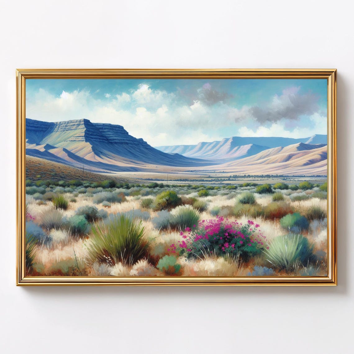 Karoo Bloom Print Vibrant Mountain Landscape With Wildflowers
