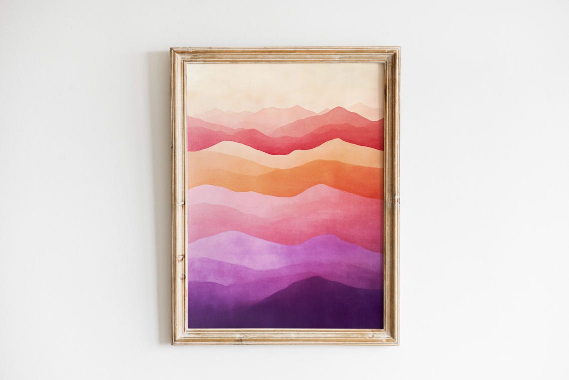 Abstract Watercolor Mountain Painting, Boho Landscape - Image 2