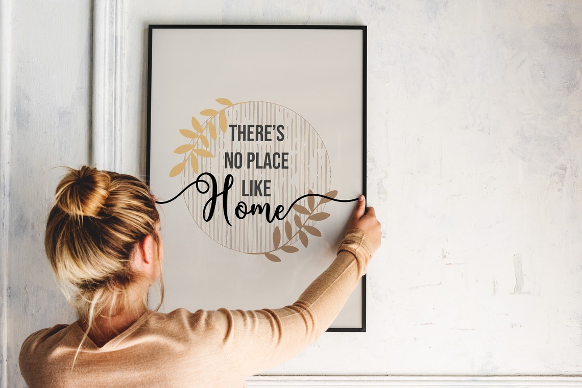 There Is No Place Like Home Botanical Quote Typography Poster - Image 4