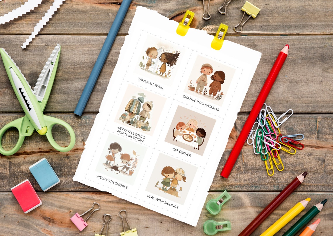 Kids Daily Routine Chart Poster Toddler Morning Task Cards Set Decor - Image 4