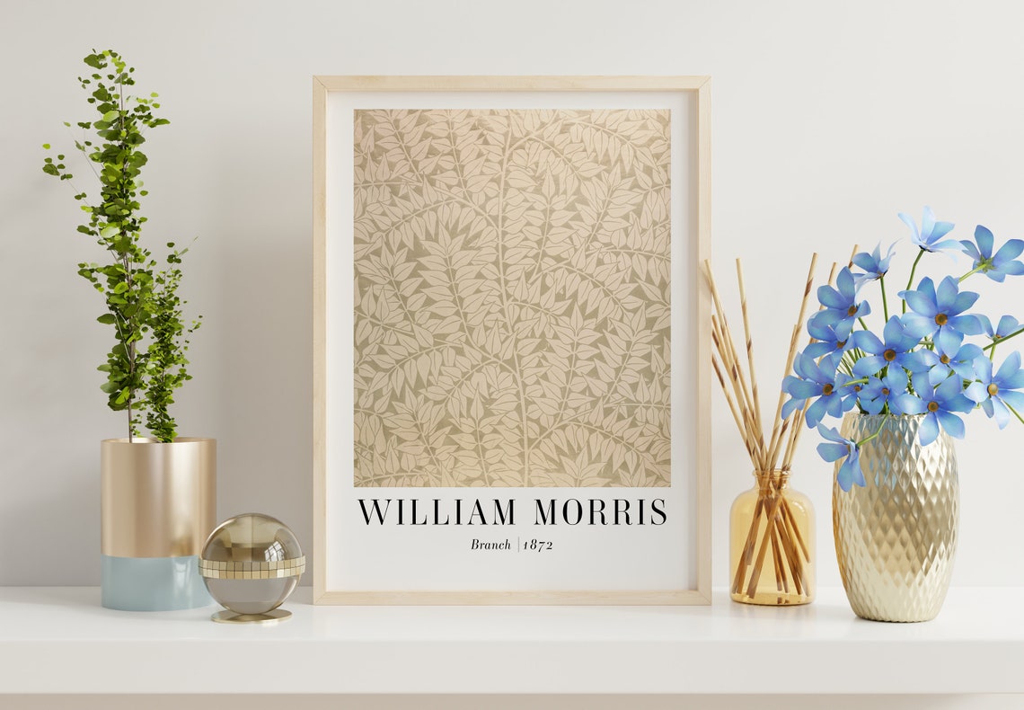 William Morris Branch 1872 Beige Neutral Leaf Pattern Art Poster - Image 4