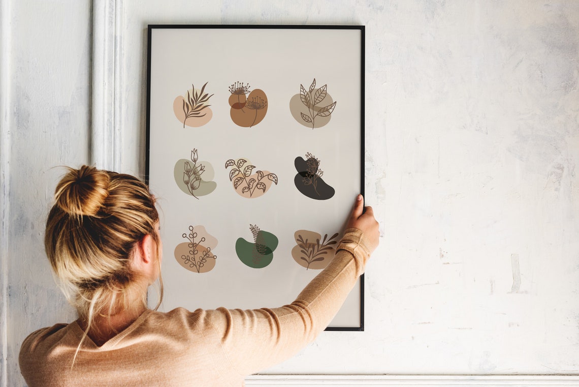 Nine Botanical Leaf Illustrations Beige Minimalist Plant Poster - Image 5