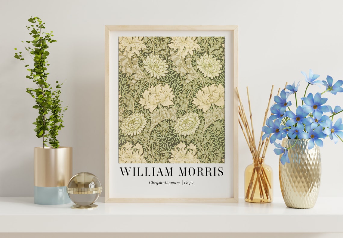 William Morris Chrysanthemum 1877 Green Floral Pattern Art Poster - Image 4