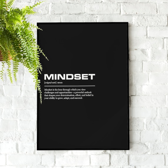 Mindset Definition Inspirational Office Poster Wall Art Print Quotes Motivational Prints Decor