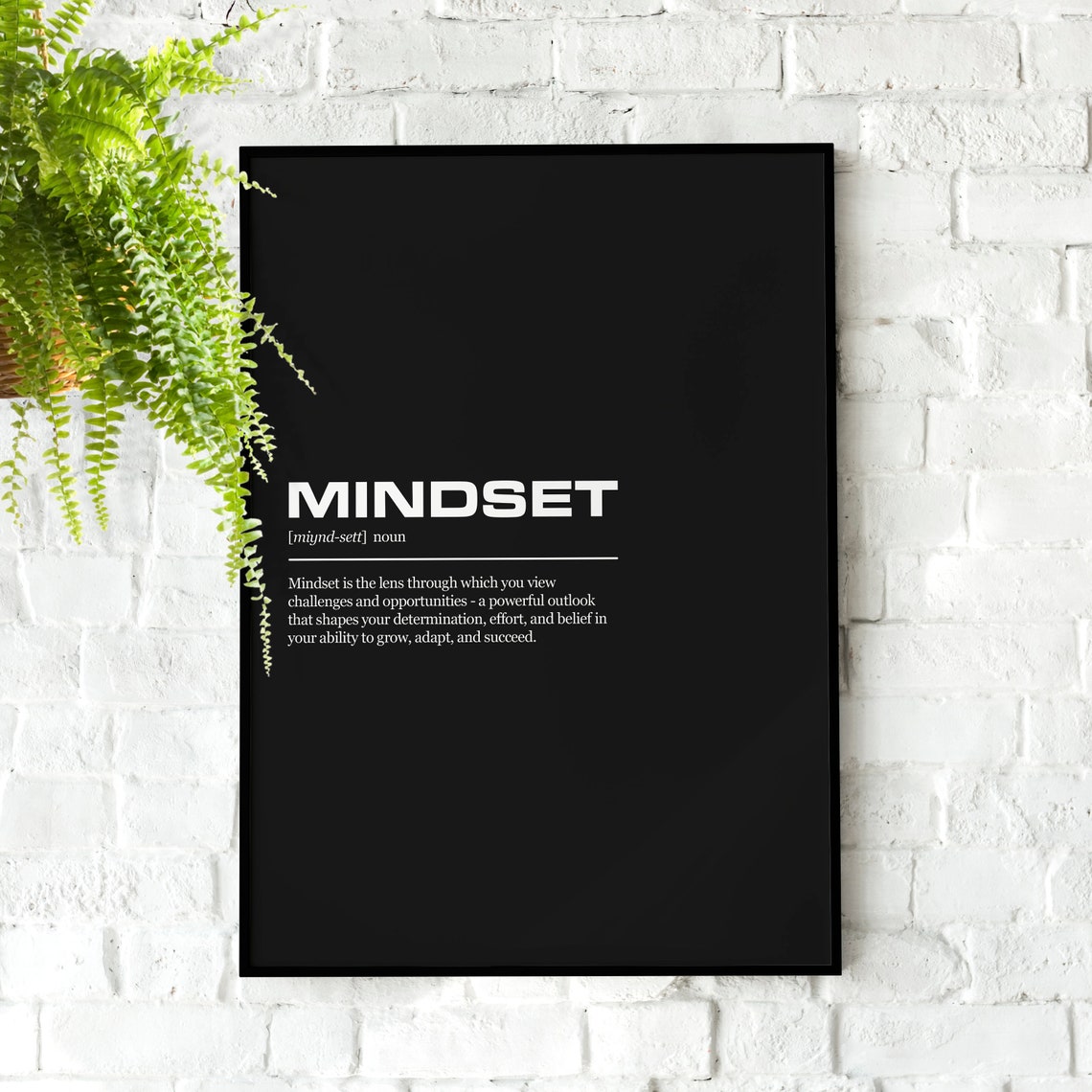 Mindset Definition Black Typographic Motivational Office Wall Poster