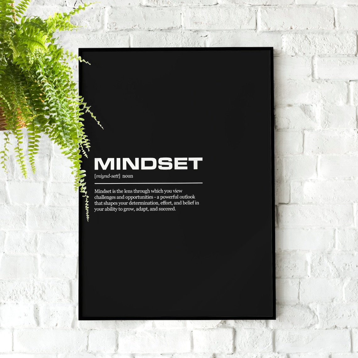 Mindset Definition Inspirational Office Poster Wall Art Print Quotes Motivational Prints Decor