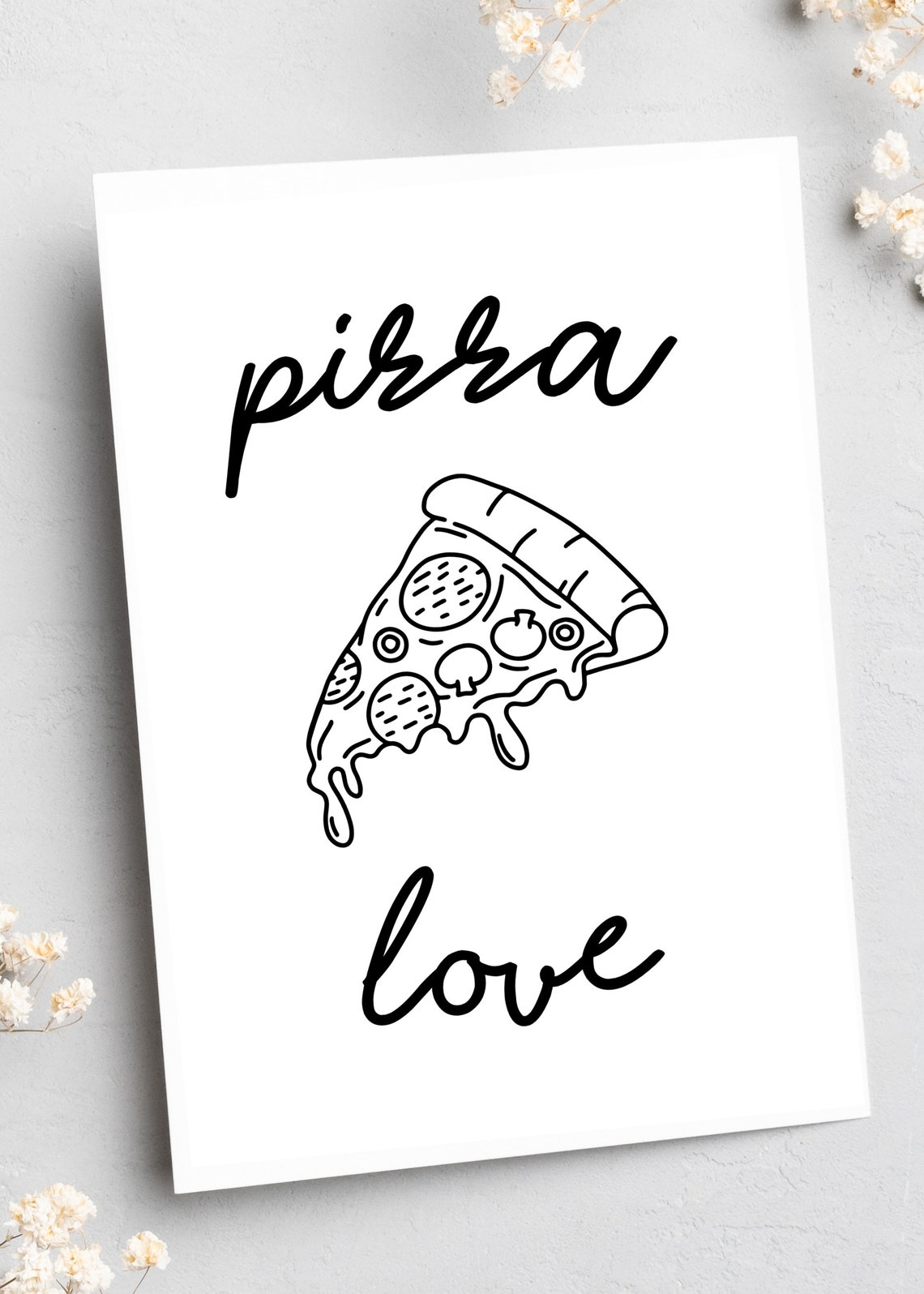 Cute Pizza Love Slice Doodle Minimalist Kitchen Decor Poster - Image 2