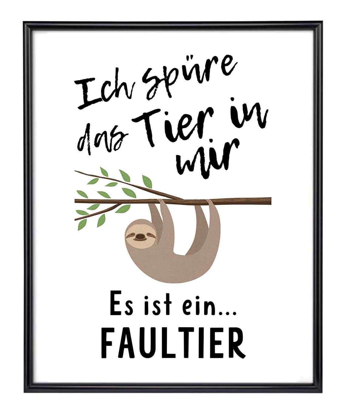 Funny Sloth Hanging Branch German Quote Humor Lazy Animal Art Poster - Image 3