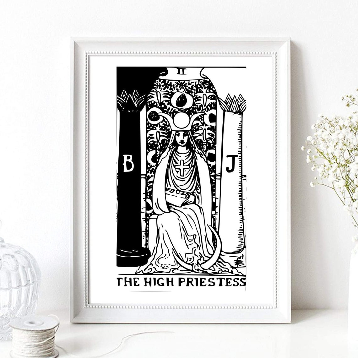 The High Priestess Tarot Card Rider Waite Mystical Boho Art Print - Image 3