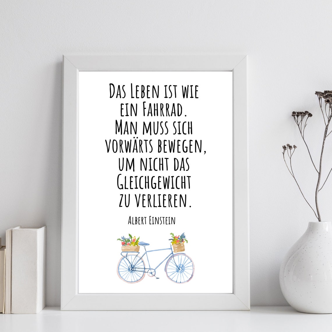 Albert Einstein Bicycle Quote German Typography Bike Art Poster