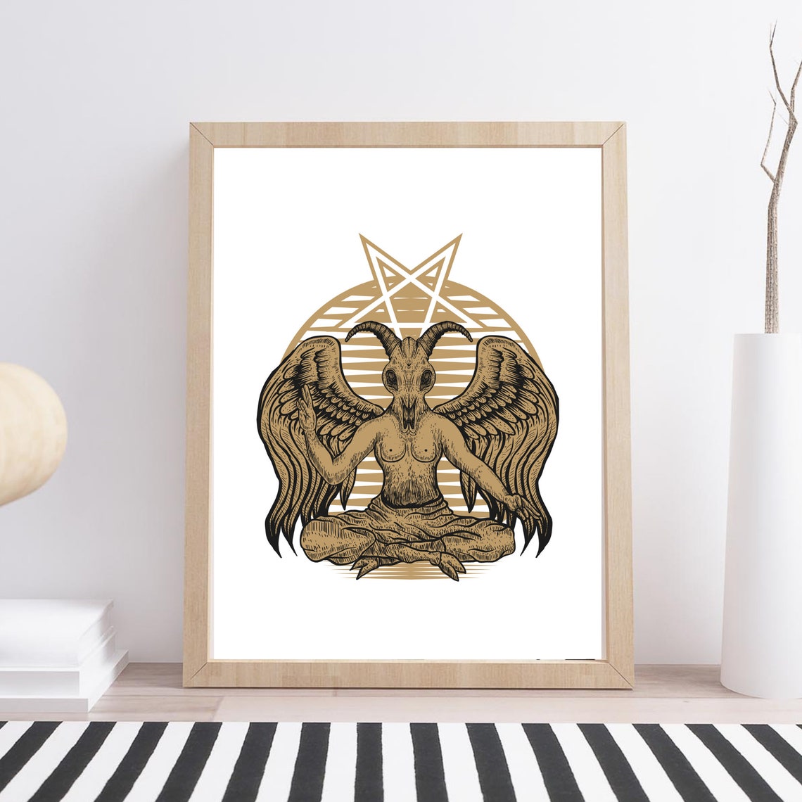 Din A4 Art Print Without Frame Baphomet Illuminati Freemason Lucifer Devil Satan Seal 666 Occultism Gothic Print Poster Image