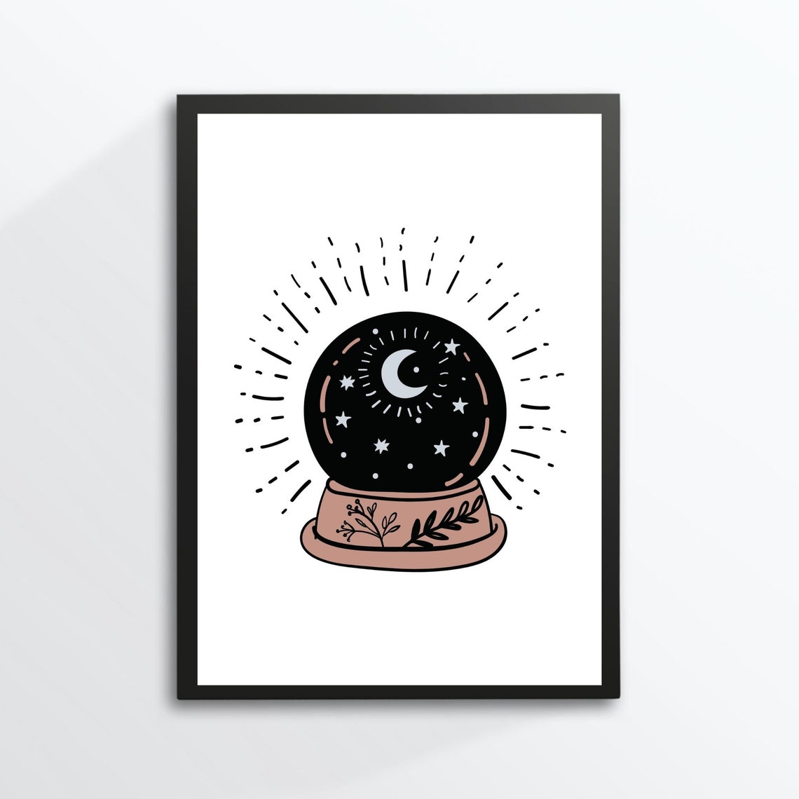 Din A4 Art Print Without Frame Glass Ball Fortune Telling Moon Esoteric Mysticism Gothic Future Picture Poster