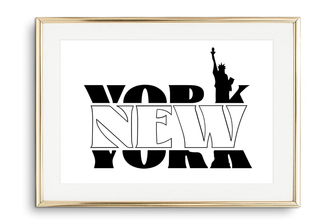New York City Statue Of Liberty Bold Typography Travel Poster - Image 2