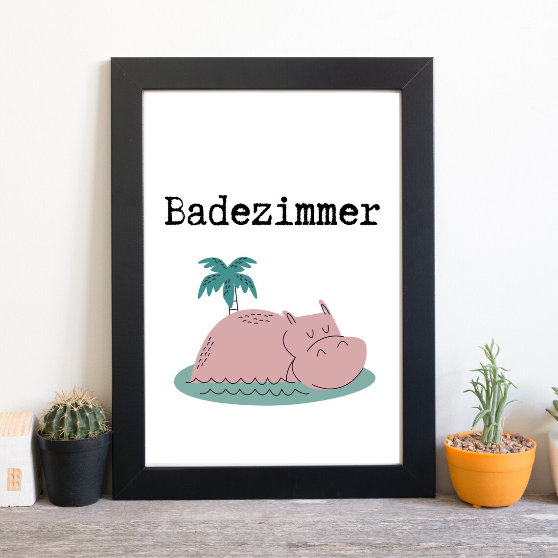 Badezimmer Pink Hippo Bath Kids Bathroom Cute Animal Wall Art Print - Image 3