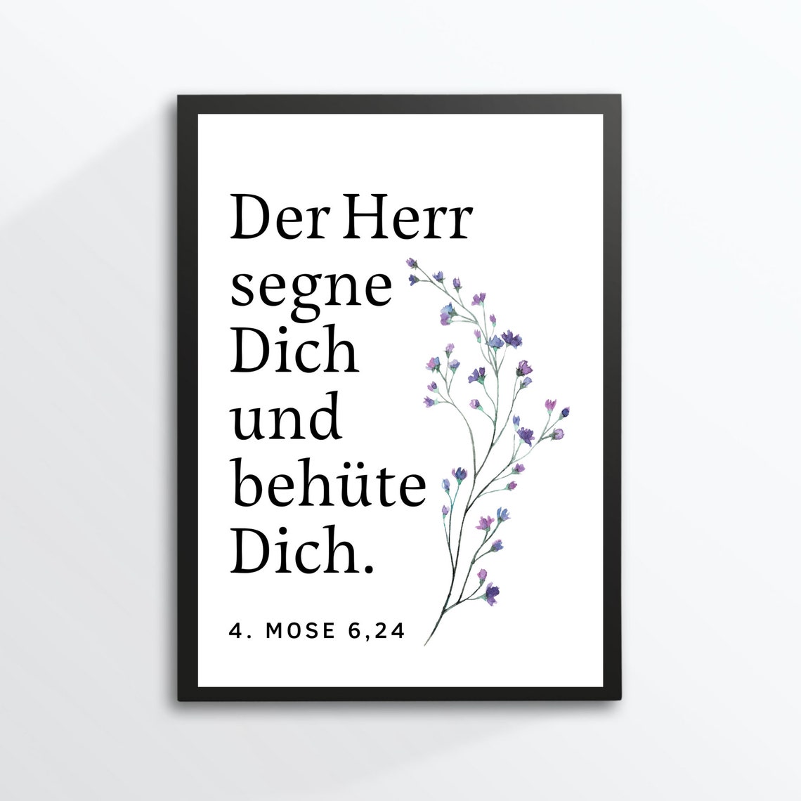 Bible Verse German Blessing Numbers Watercolor Flowers Poster