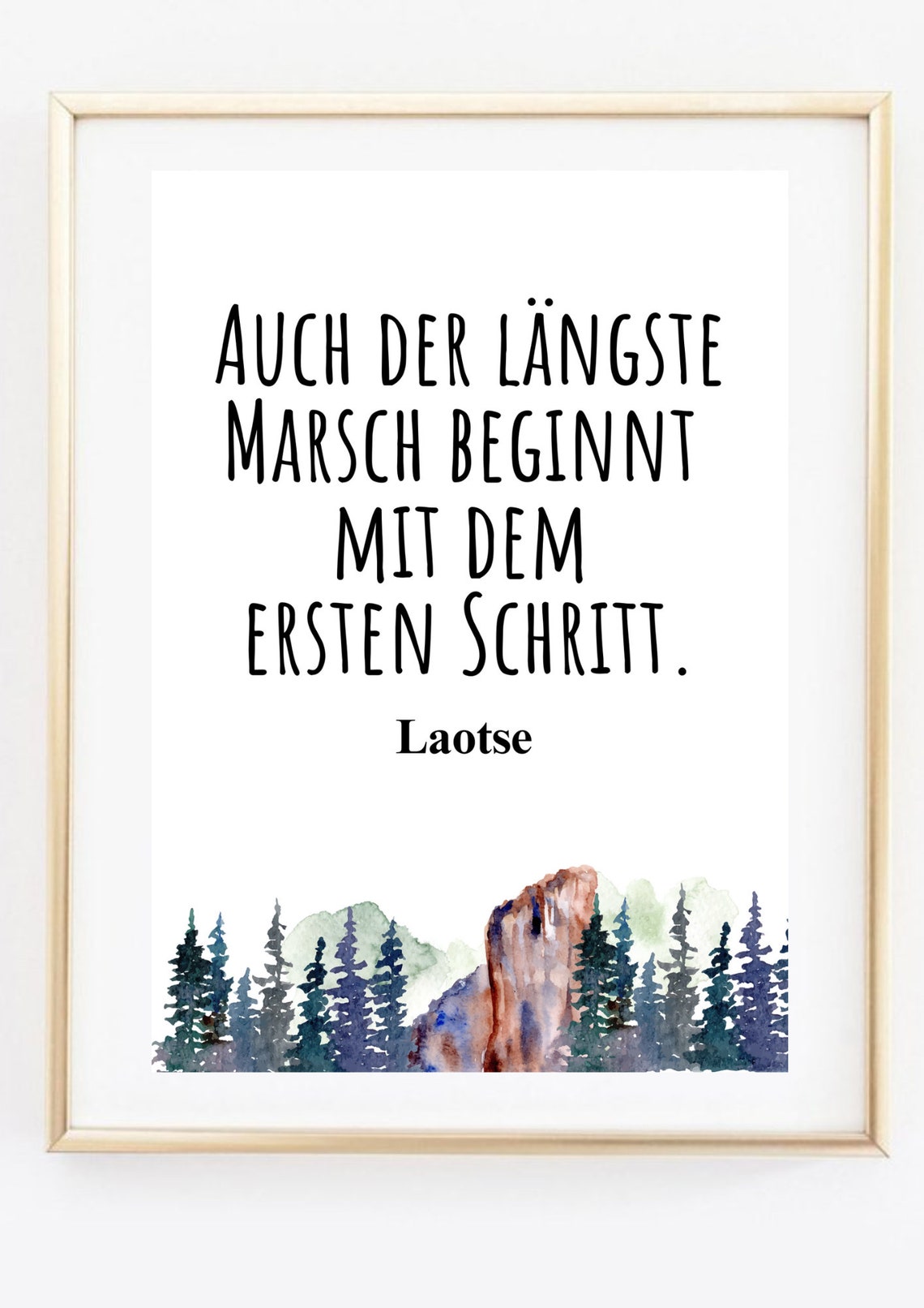 Lao Tzu First Step Journey Quote German Typography Wall Art Print - Image 3