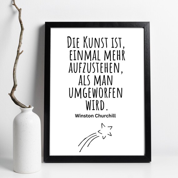 Din A4 Art Print Without Frame Saying Winston Churchill Art Of Getting Up Believe Will Motivation Picture Print Poster Typography