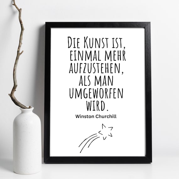 Winston Churchill Rise One More Time German Quote Motivational Poster