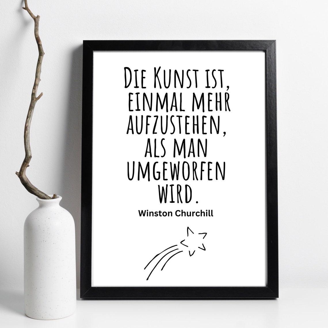 Winston Churchill Rise One More Time German Quote Motivational Poster