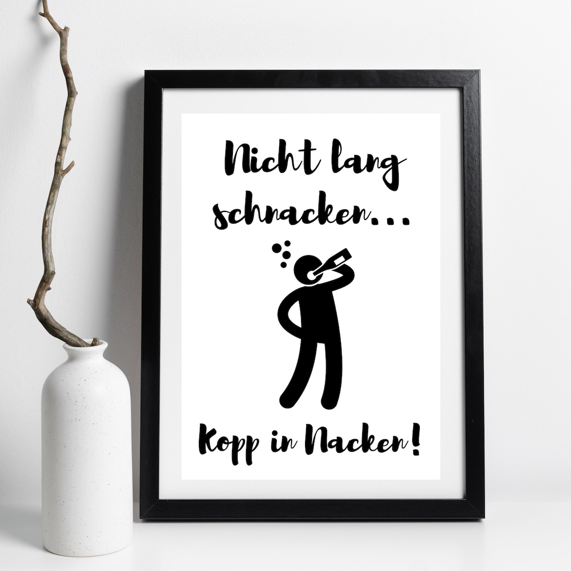 Funny German Party Quote Toasting Silhouette Bar Decor Poster Print Art - Image 3