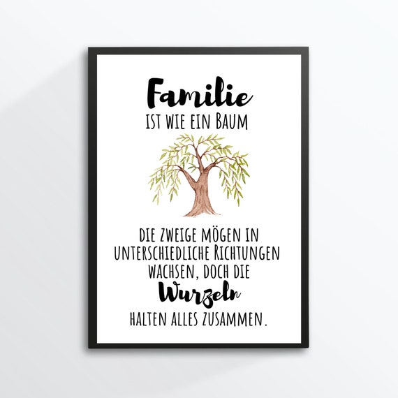 Din A4 Art Print Without Frame Saying Family Is Like A Tree Family Love Happiness Roots Home Family Picture Poster Gift