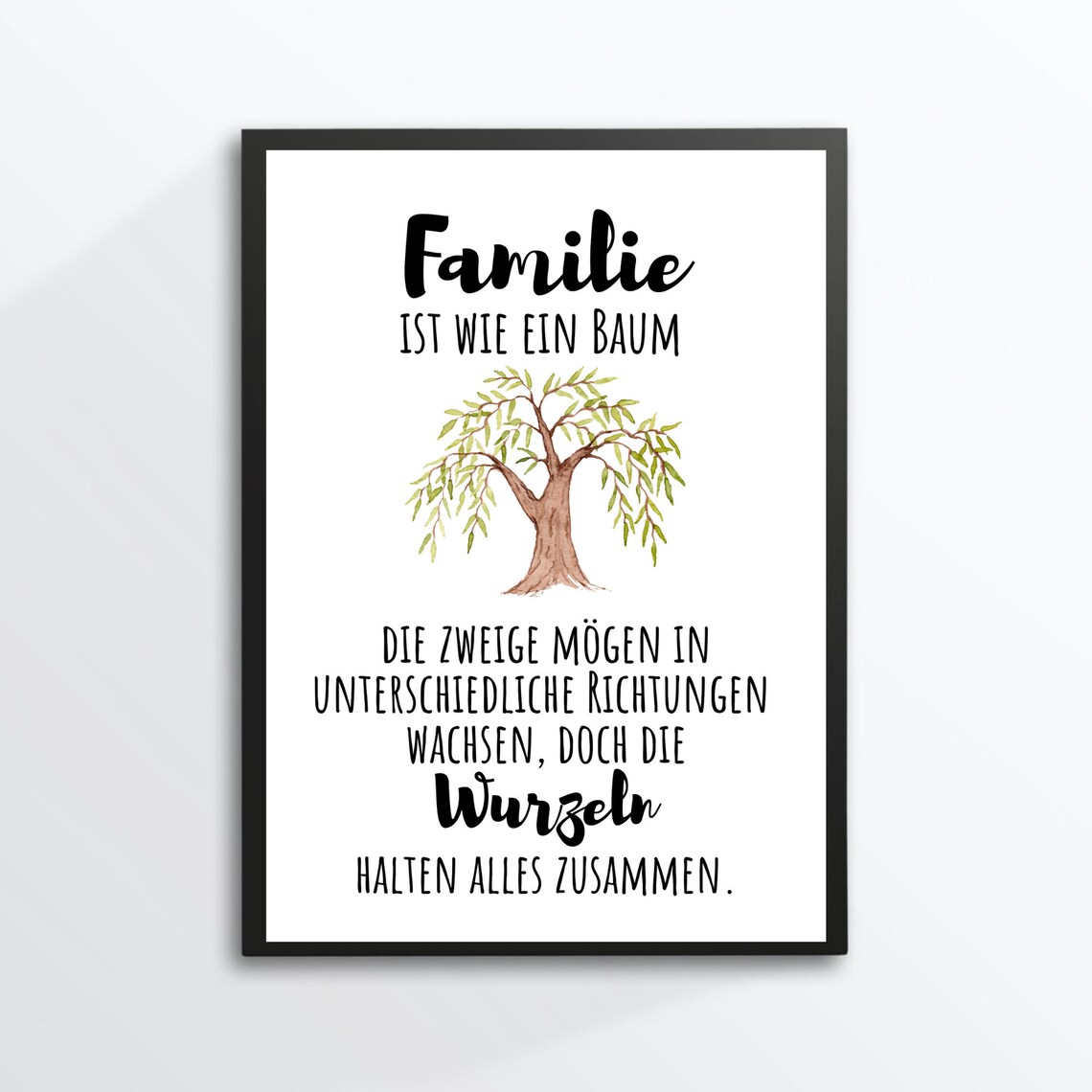Family Tree Roots Quote Watercolor Heartfelt Gift Saying Wall Poster