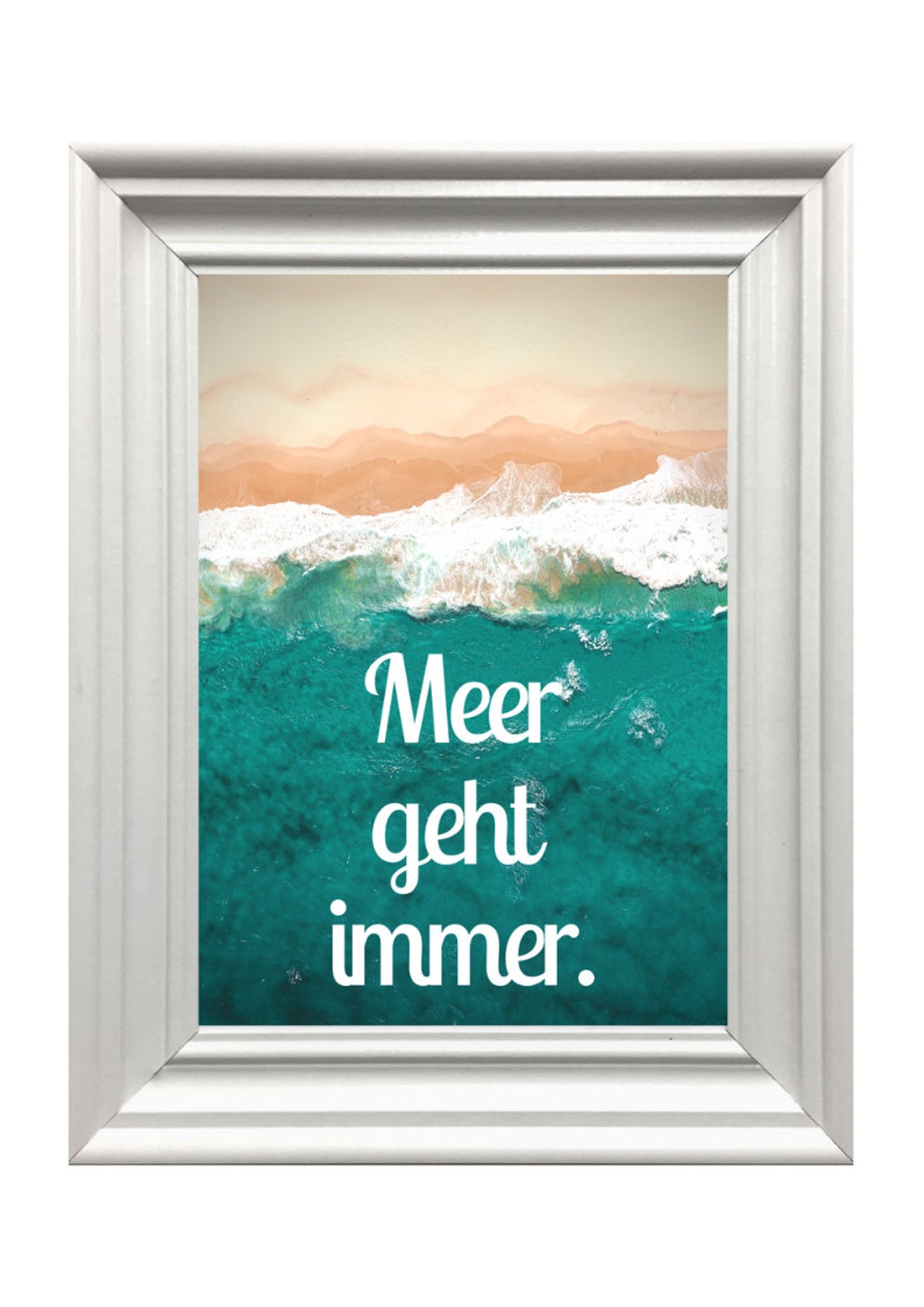 The Sea Always Works Ocean Wave Photo German Quote Beach Wall Print - Image 3