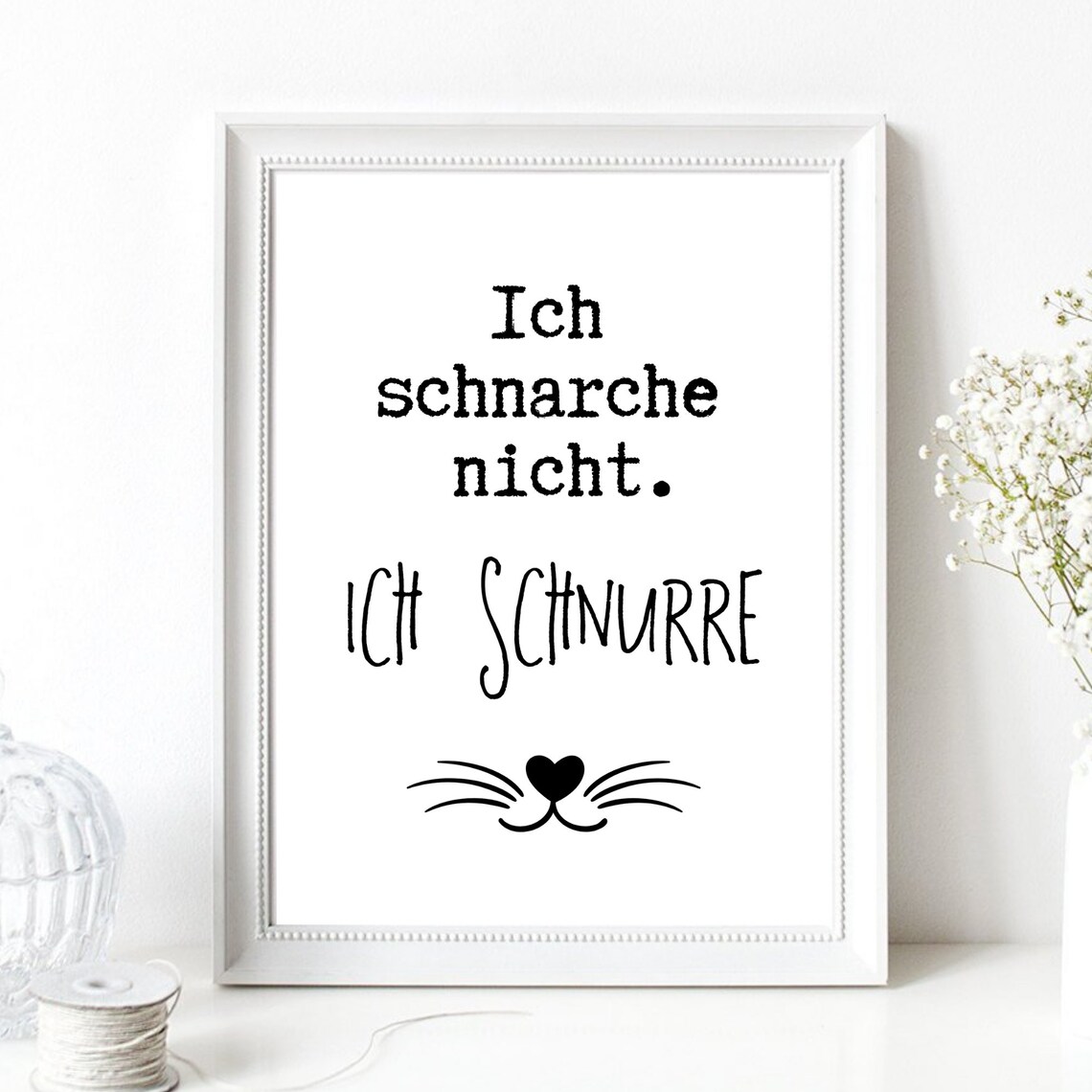 Funny Cat Purr Not Snore German Quote Cat Whiskers Humor Poster - Image 2