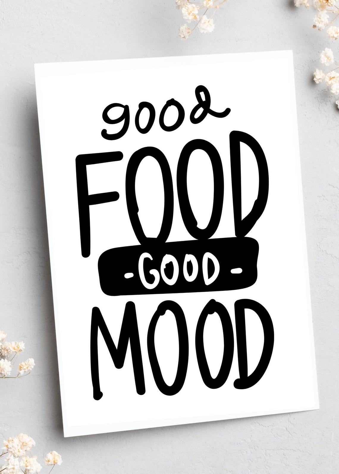 Good Food Good Mood Quote Hand Lettered Kitchen Wall Art Print - Image 3