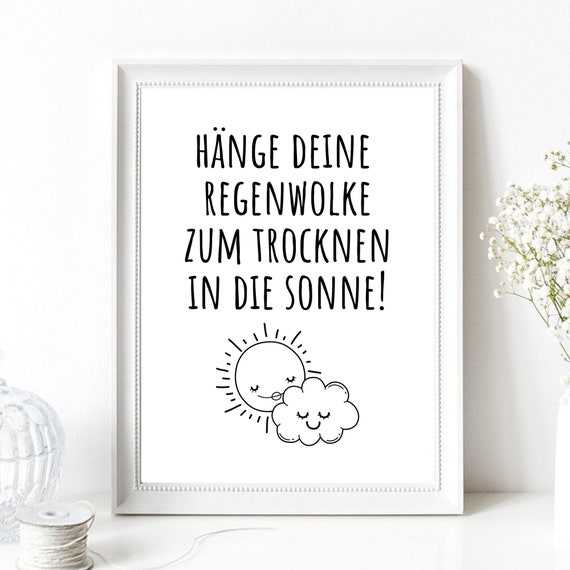Din A4 Art Print Without Frame Hang Your Rain Cloud To Dry In The Sun Motivation Good Mood Humor Optimism Picture Poster