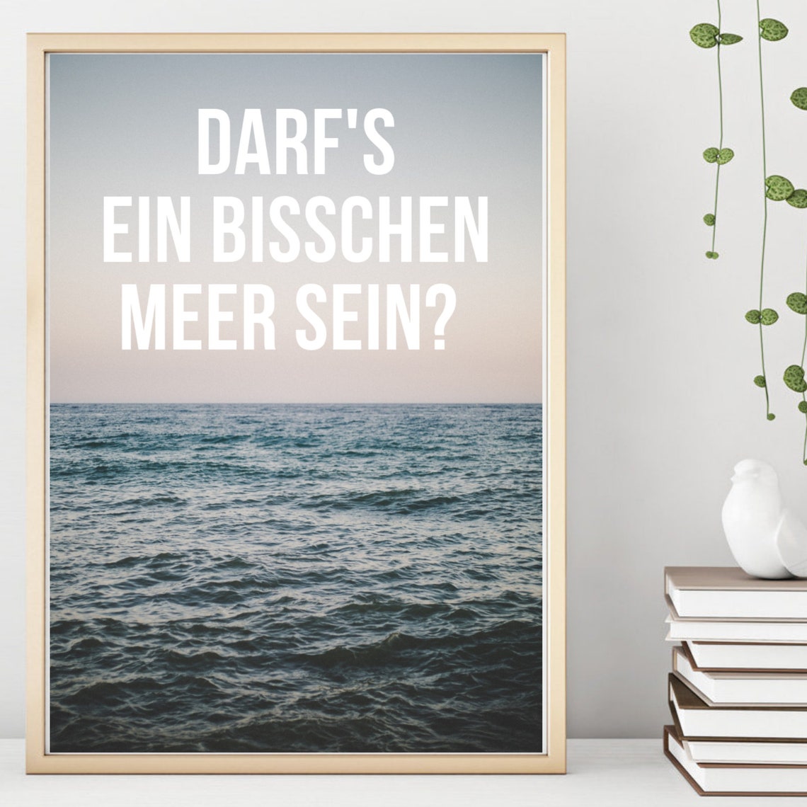 A Little Bit of Sea Ocean Waves Photo German Quote Travel Poster - Image 2