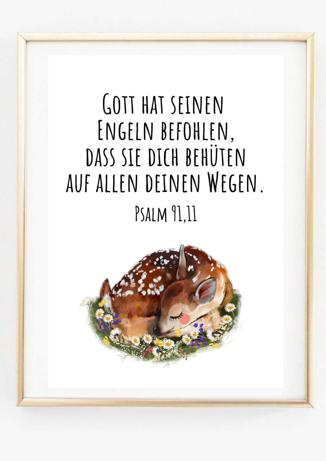 Din A4 Art Print Without Frame Bible Verse Psalm God Has Commanded His Angels God Faith Baptism Confirmation Communion Birth Picture - Image 3