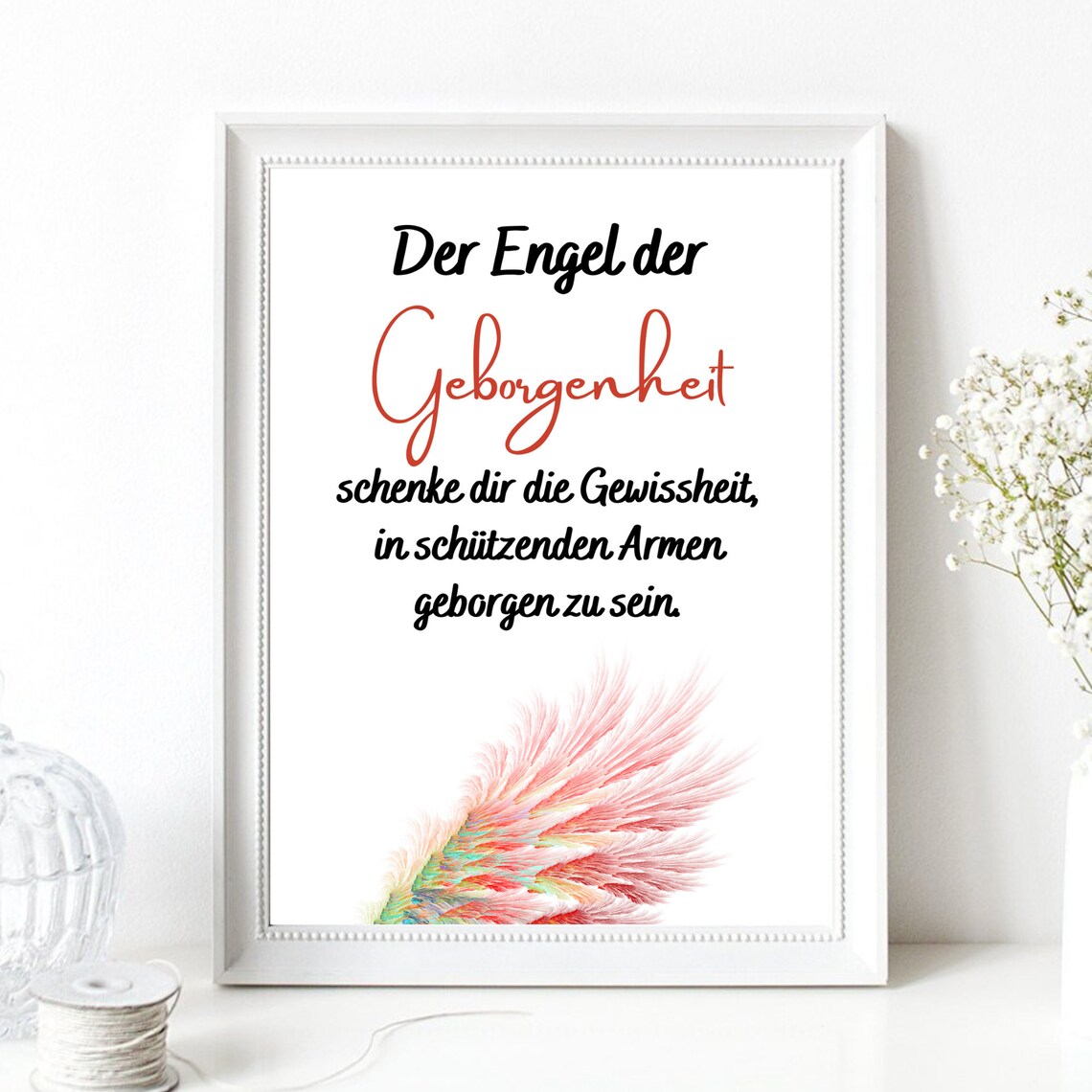 Angel Of Security German Blessing Pink Wing Comfort Inspirational Gift Poster - Image 2