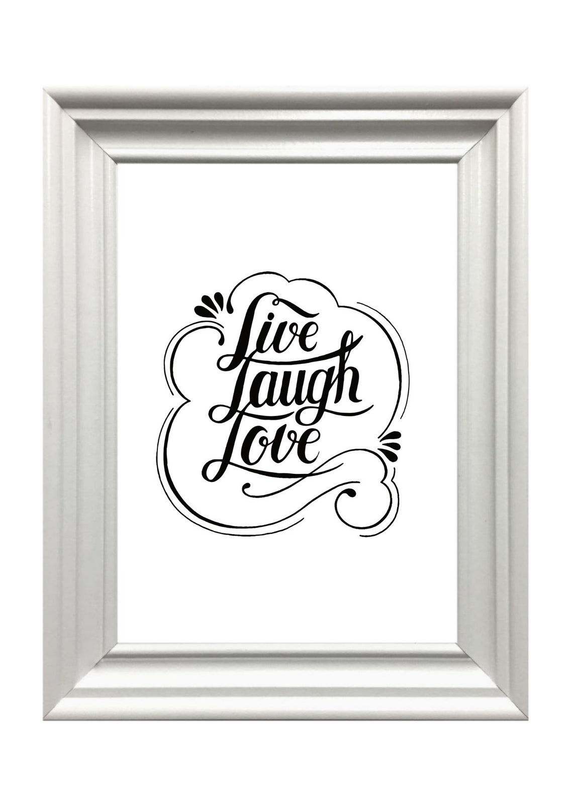 Live Laugh Love Hand Lettering Black and White Calligraphy Wall Art - Image 2