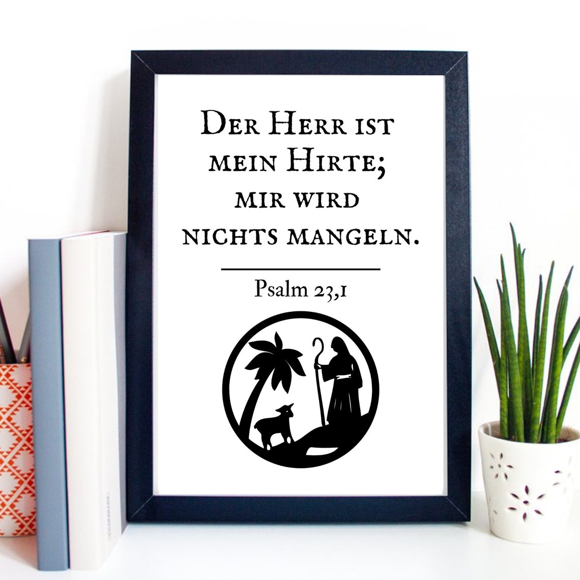 The Lord Is My Shepherd Psalm 23 Verse Sheep Shepherd Art Poster - Image 2