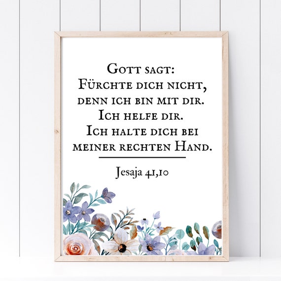 Din A4 Art Print Without Frame Bible Saying Isaiah Do Not Be Afraid Bible God Faith Baptism Confirmation Communion Birth Poster
