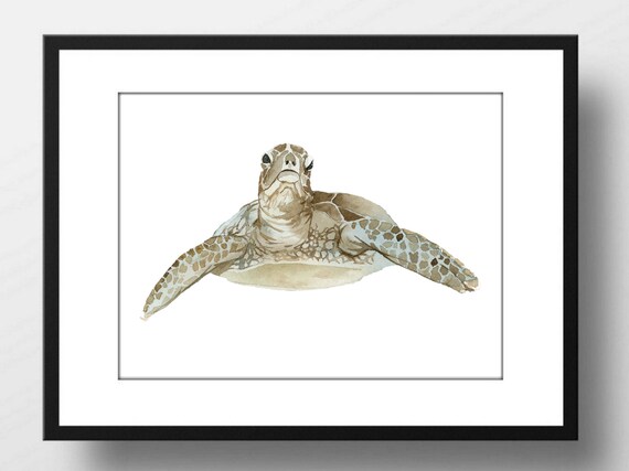Din A4 Art Print Without Frame Turtle Turtle Sea Sea Ocean Bathroom Watercolor Image Poster 2
