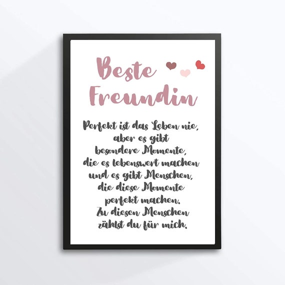 Din A4 Art Print Without Frame Saying Best Friend Thank You Friendship Picture Poster Gift