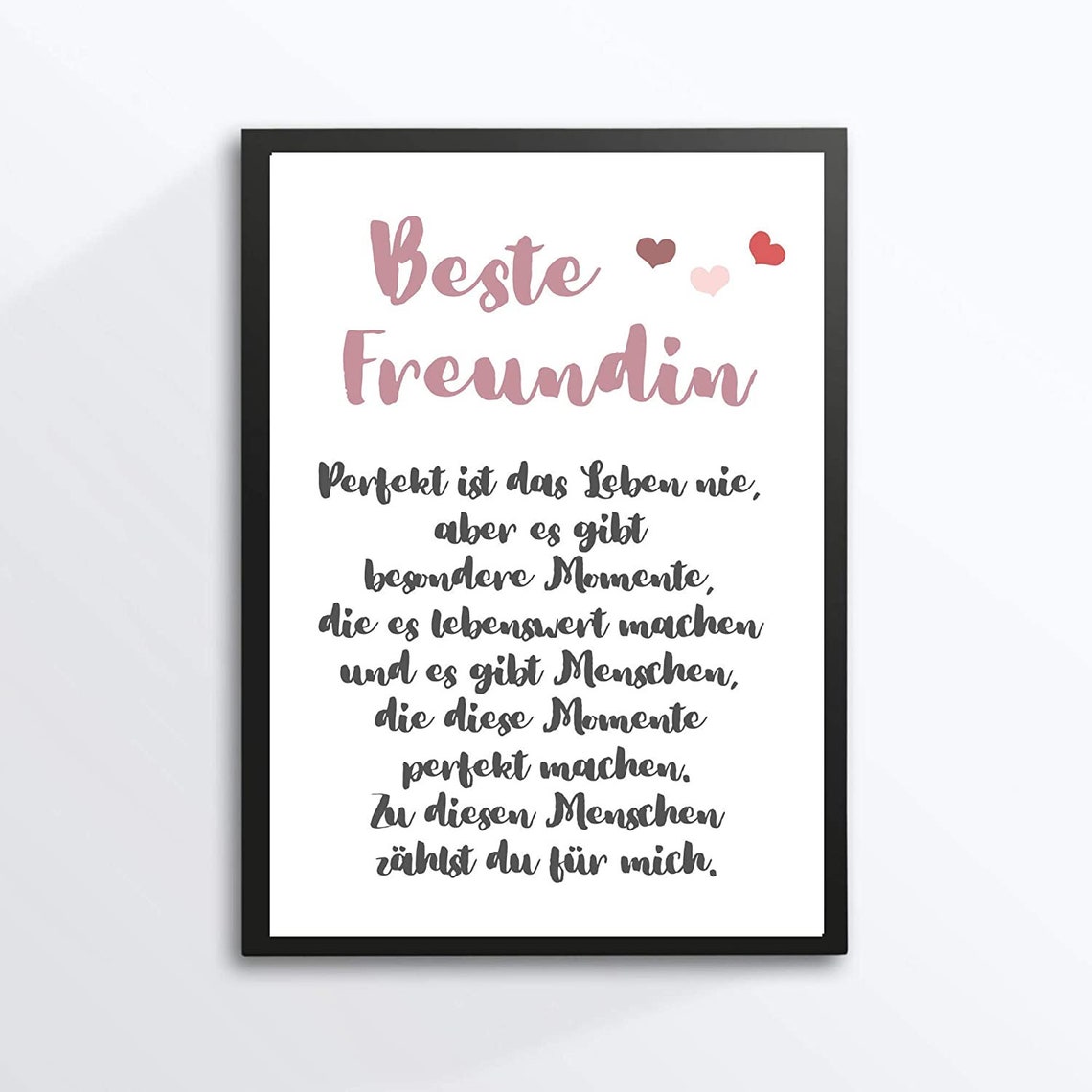 Beste Freundin Best Friend German Quote Pink Hearts Gift Poster