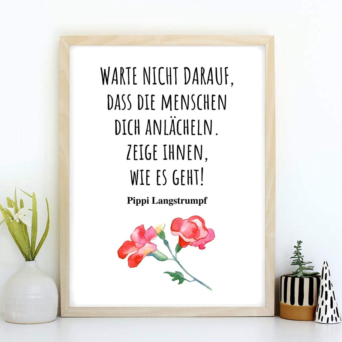 Din A4 Art Print Without Frame Saying Smile Laughter Motivation Courage Image Poster Gift Print - Image 2