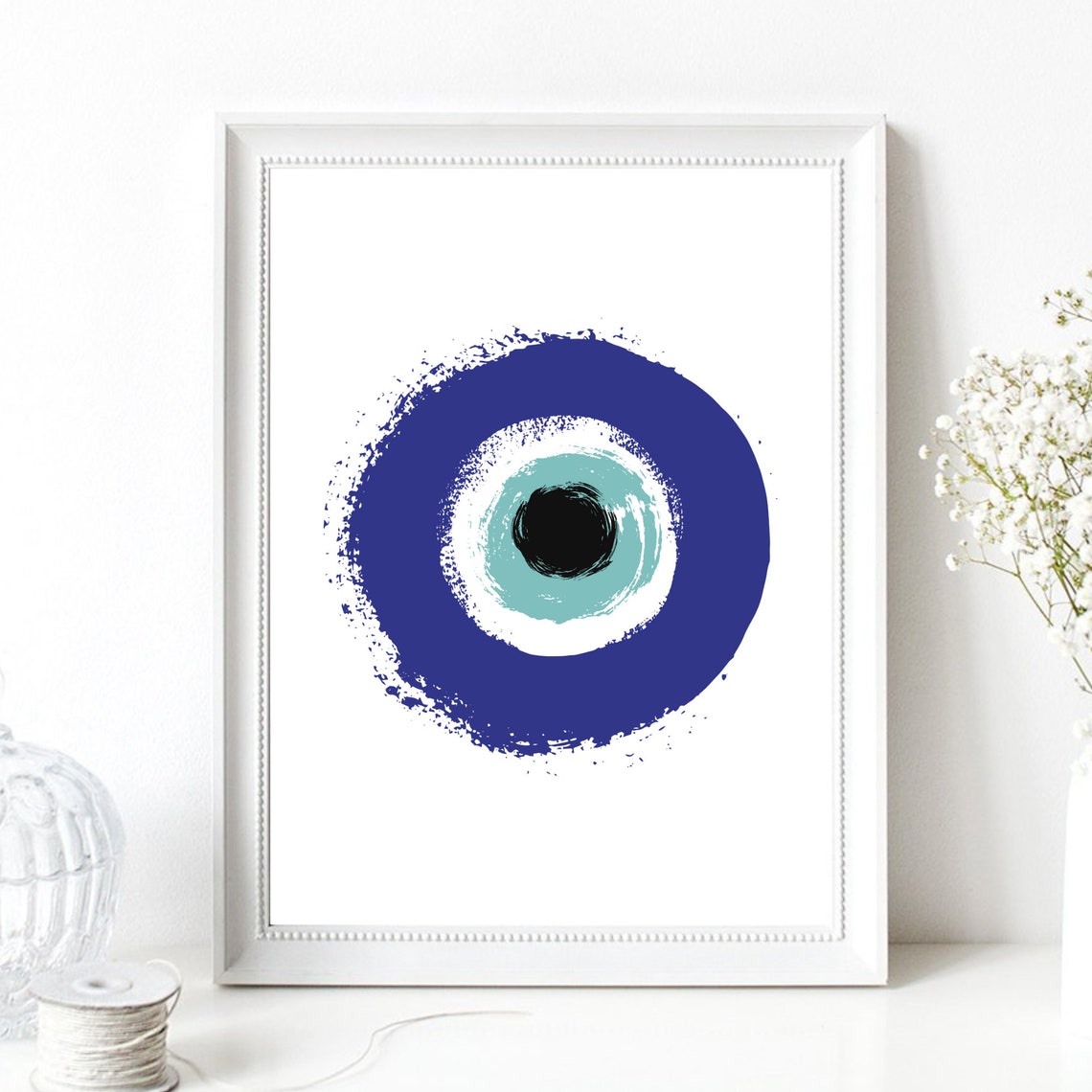 Evil Eye Blue Nazar Watercolor Protective Turkish Amulet Art Print - Image 2